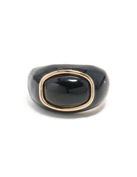 Gold & Black Modern Lined Oval Ring - link has visual effect only