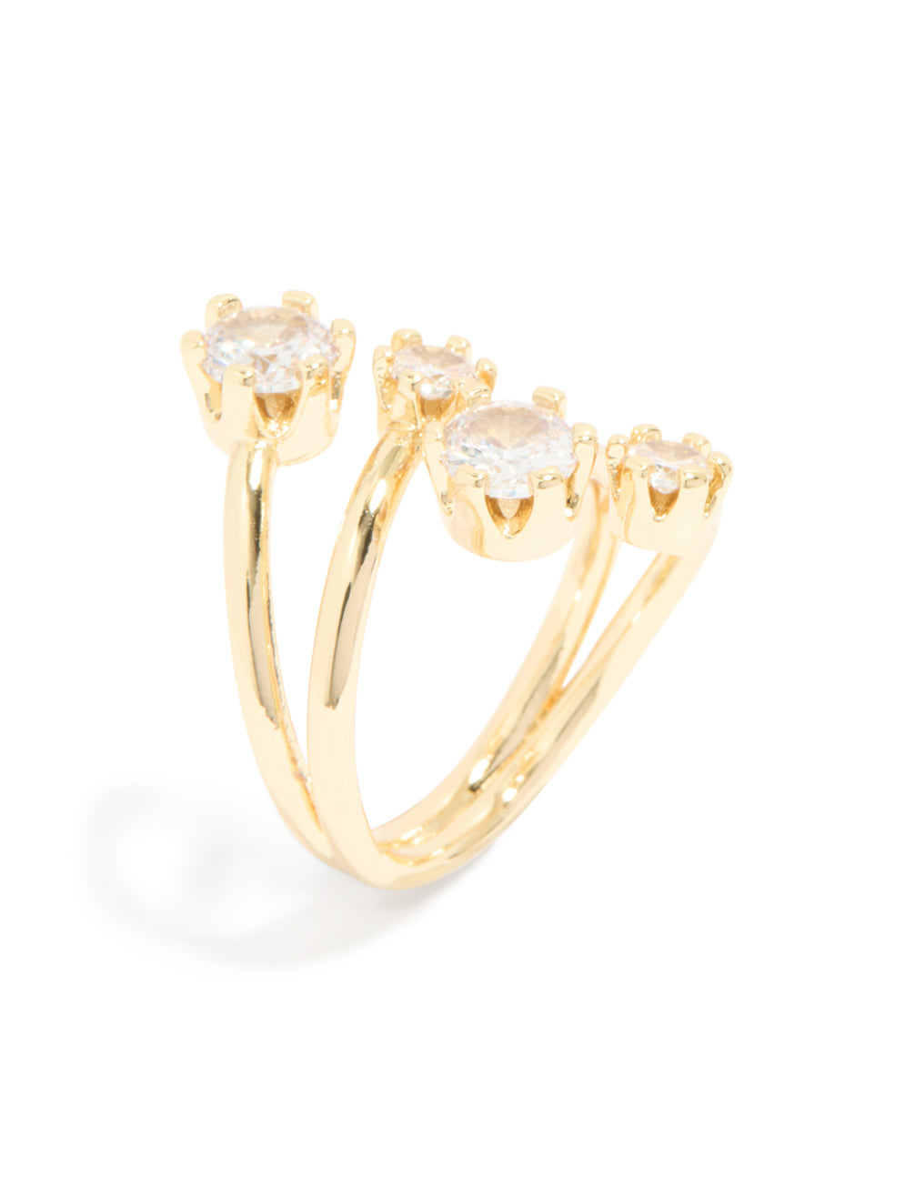 Gold Plated Multi Diamantes Wrap Ring