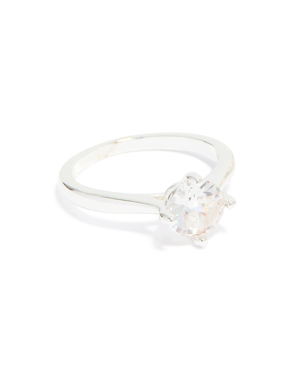 Silver Plated Cubic Zirconia Glitzy Floral & Claw Set Stacking Rings 2-Pack