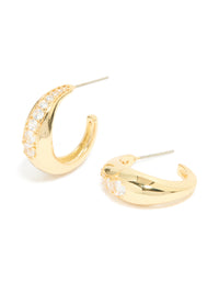 Gold Plated Cubic Zirconia Inlay Graduated Hoop Earrings - link has visual effect only