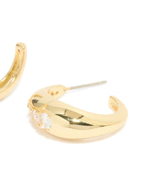 Gold Plated Cubic Zirconia Inlay Graduated Hoop Earrings - link has visual effect only
