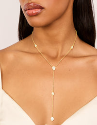 Gold Plated Cubic Zirconia Teardrop & Pearl Y-Necklace - link has visual effect only