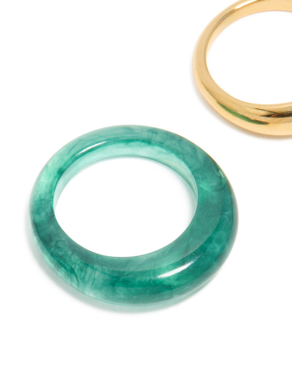 Waterproof Gold Plated Stainless Steel Modern Thin Stack Ring Set Of 2