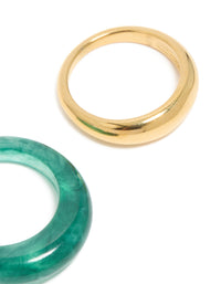 Waterproof Gold Plated Stainless Steel Modern Thin Stack Ring Set Of 2 - link has visual effect only