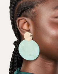 Gold Blue Shell Hammered Drop Earrings - link has visual effect only
