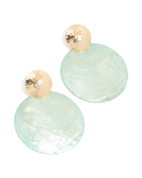 Gold Blue Shell Hammered Drop Earrings - link has visual effect only