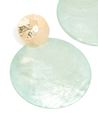 Gold Blue Shell Hammered Drop Earrings - link has visual effect only
