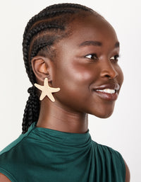Gold Hammered Starfish Stud Earrings - link has visual effect only