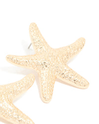 Gold Hammered Starfish Stud Earrings - link has visual effect only