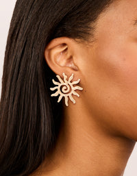 Gold Swirl Sun Stud Earrings - link has visual effect only