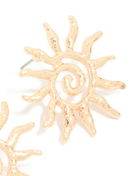 Gold Swirl Sun Stud Earrings - link has visual effect only