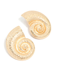 Gold Classic Spiral Shell Earrings - link has visual effect only