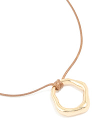 Gold Organic Open Circle Pendant Cord Necklace - link has visual effect only