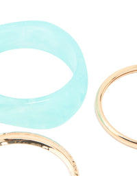 Gold & Blue Acrylic Bangles 3-Pack - link has visual effect only