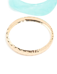 Gold & Blue Acrylic Bangles 3-Pack - link has visual effect only