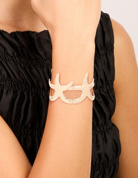 Gold Hammered Starfish Motifs Wrist Cuff - link has visual effect only