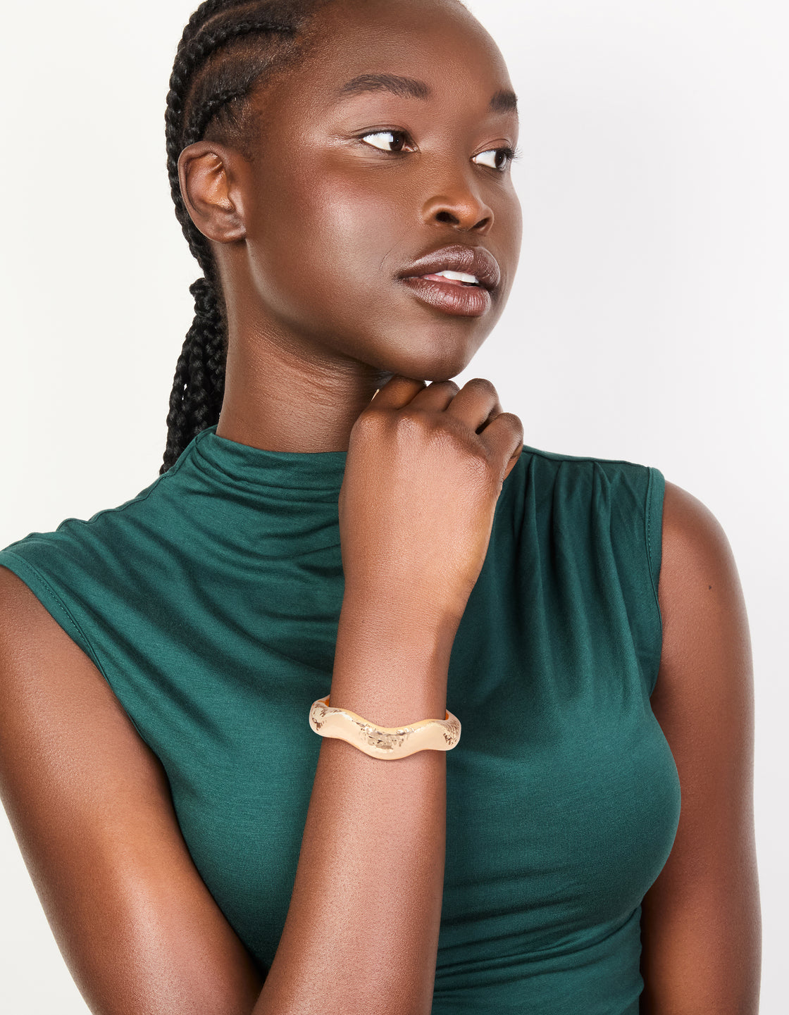 Gold Hammered Wiggle Bangle