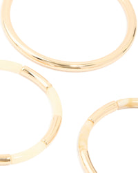 Gold & Cream Acrylic Beaded Stretch Bracelets & Bangles 5-Pack - link has visual effect only
