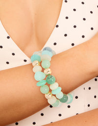 Gold Mixed Blue Acrylic Beaded Stretch Bracelets 2-Pack - link has visual effect only