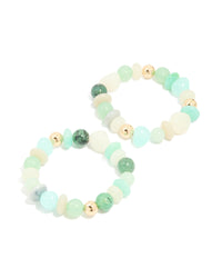 Gold Mixed Blue Acrylic Beaded Stretch Bracelets 2-Pack - link has visual effect only