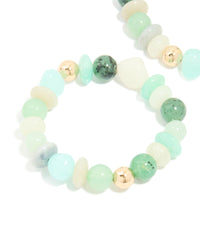 Gold Mixed Blue Acrylic Beaded Stretch Bracelets 2-Pack - link has visual effect only