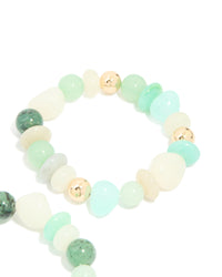 Gold Mixed Blue Acrylic Beaded Stretch Bracelets 2-Pack - link has visual effect only