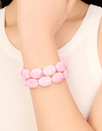 Pink Oval Beaded Stretch Bracelets 2-Pack - link has visual effect only