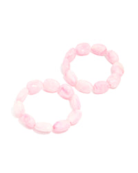 Pink Oval Beaded Stretch Bracelets 2-Pack - link has visual effect only