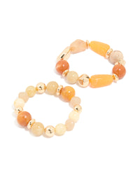 Mixed Neutral Beaded Stretch Bracelets 2-Pack - link has visual effect only
