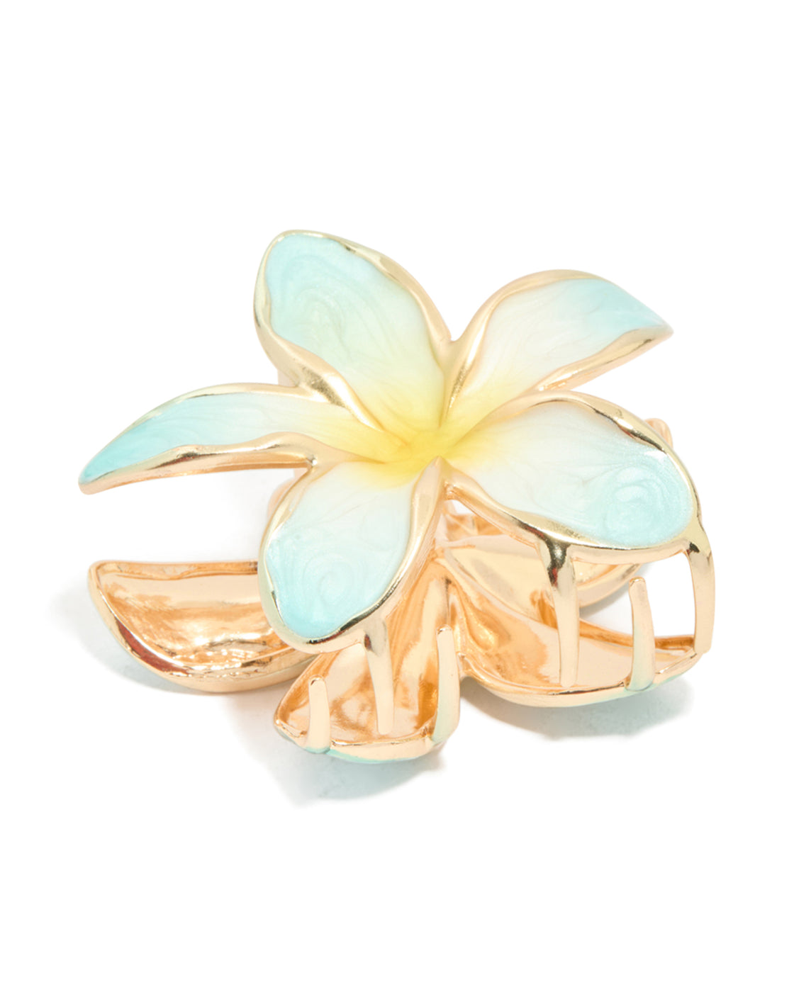Gold Blue Enamel Tropical Claw Clip