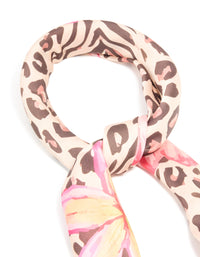 Leopard Print & Flower Fabric Scarf - link has visual effect only