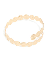 Gold Hammered Disc Wrap Around Arm Cuff - link has visual effect only