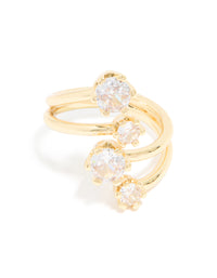 Gold Plated Multi Diamantes Wrap Ring - link has visual effect only