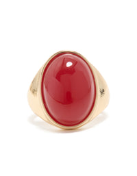 Gold Red Oval Stone Orb Statement Ring - link has visual effect only
