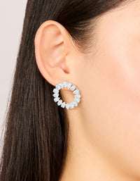Silver Cubic Zirconia Pear Circle Stud Earrings - link has visual effect only