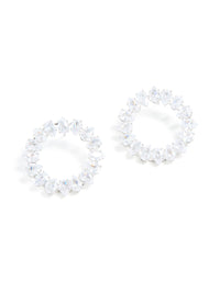 Silver Cubic Zirconia Pear Circle Stud Earrings - link has visual effect only