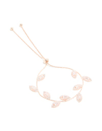 Rose Gold Cubic Zirconia Multi Leaf Toggle Bracelet - link has visual effect only