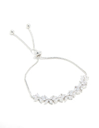 Silver Cubic Zirconia Statement Flower Toggle Bracelet - link has visual effect only