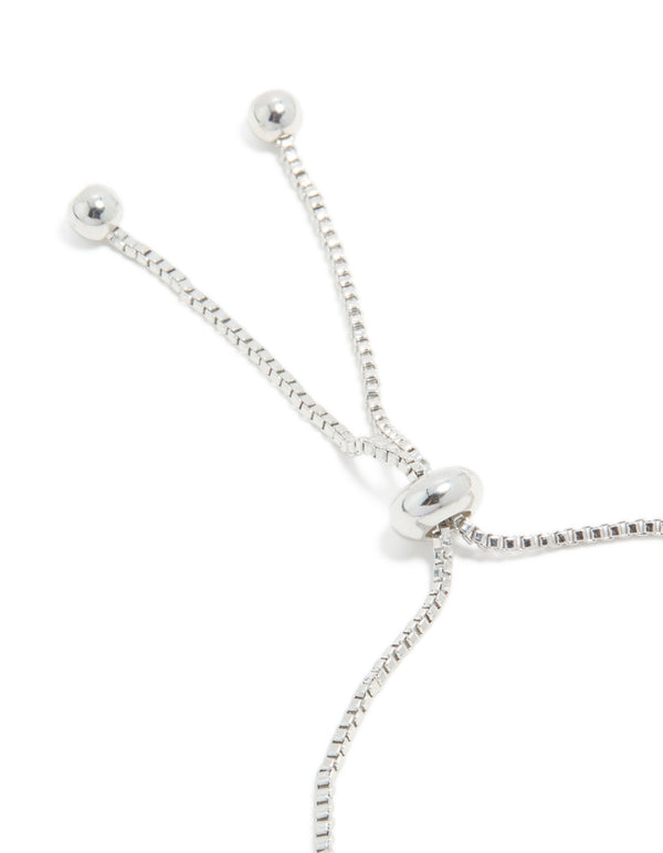 Silver Cubic Zirconia Statement Flower Toggle Bracelet
