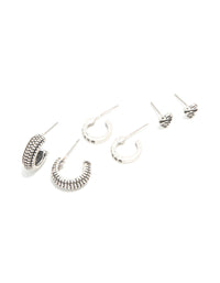 Silver Celestial & Textured Detail Earrings 5-Pack - link has visual effect only