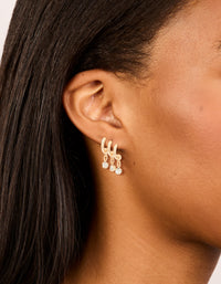 Gold Cubic Zirconia Triple Layered Earrings - link has visual effect only