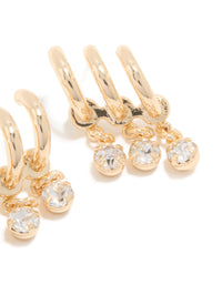 Gold Cubic Zirconia Triple Layered Earrings - link has visual effect only