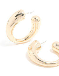 Gold Thin to Thick C Shaped Open Hoop Earrings - link has visual effect only