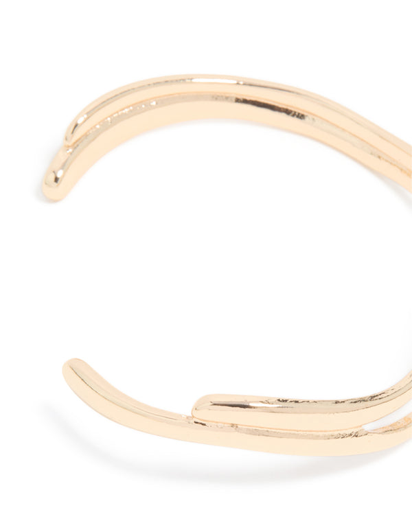 Gold Double Layered Wavy Wrist Cuff