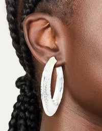 Silver Hammered Textured Hoop Earrings - link has visual effect only