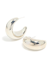 Silver Smooth Round Circle Hoop Earrings - link has visual effect only