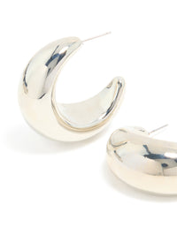 Silver Smooth Round Circle Hoop Earrings - link has visual effect only