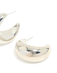 Silver Smooth Round Circle Hoop Earrings - link has visual effect only