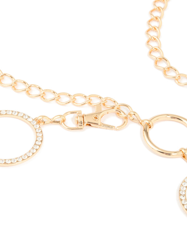 Gold Diamante & Plain Circle Belt