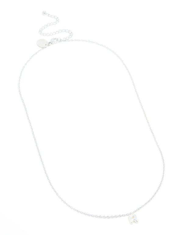 Waterproof Stainless Steel Mini Bubble Letter R Necklace